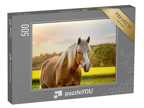 puzzleYOU: Puzzle 500 Teile „Pferd im goldenen Sonnenuntergang“ – aus der Puzzle-Kollektion Pferde, Haflinger Pferde puzzleYOU: Puzzle 500 Teile „Pferd im goldenen Sonnenuntergang“ – aus der Puzzle-Kollektion Pferde, Haflinger Pferde von puzzleYOU