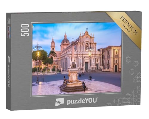 puzzleYOU: Puzzle 500 Teile „Piazza Duomo am Abend, Catania, Sizilien, Italien“ – aus der Puzzle-Kollektion Italien, Sizilien von puzzleYOU