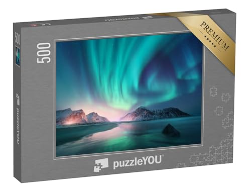 puzzleYOU: Puzzle 500 Teile „Polarlicht über dem Meer und schneebedeckte Berge“ – aus der Puzzle-Kollektion Arktis, Nordlichter puzzleYOU: Puzzle 500 Teile „Polarlicht über dem Meer und schneebedeckte Berge“ – aus der Puzzle-Kollektion Arktis, Nordlichter von puzzleYOU