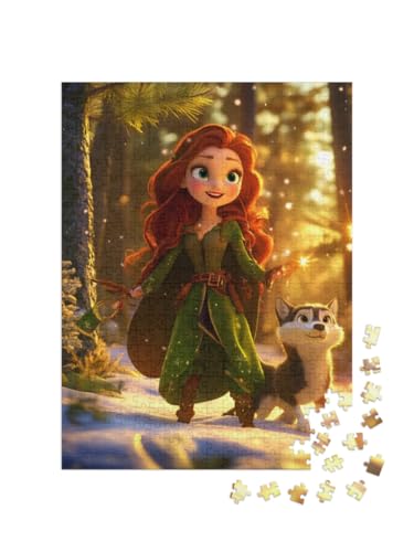 puzzleYOU: Puzzle 500 Teile „Prinzessin Seraphina im Zauber des Nordlichts“ von puzzleYOU