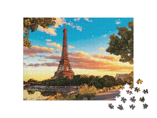 puzzleYOU: Puzzle 500 Teile „Romantischer Blick auf den Eiffelturm“ – aus der Puzzle-Kollektion Paris von puzzleYOU