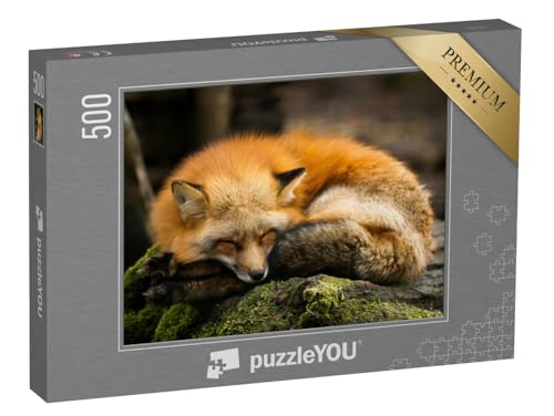 puzzleYOU: Puzzle 500 Teile „Schlafender Rotfuchs“ – aus der Puzzle-Kollektion Füchse, Tiere in Wald & Gebirge von puzzleYOU