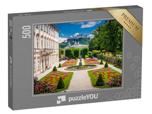 puzzleYOU: Puzzle 500 Teile „Schloss Mirabell und die Salzburger Burg, Österreich“ – aus der Puzzle-Kollektion Parks, Österreich, Blumen & Pflanzen von puzzleYOU