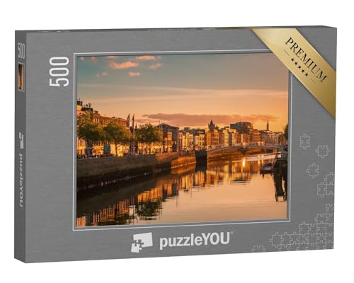 puzzleYOU: Puzzle 500 Teile „Schöne goldene Stunde: Blick über Dublin, Irland“ – aus der Puzzle-Kollektion Dublin von puzzleYOU
