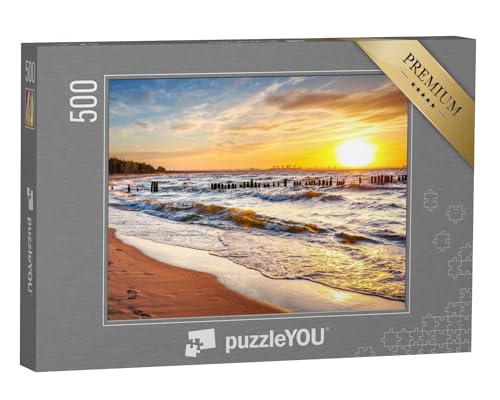 puzzleYOU: Puzzle 500 Teile „Sonnenuntergang am Strand an der Ostsee in Polen“ – aus der Puzzle-Kollektion Natur, Ostsee von puzzleYOU