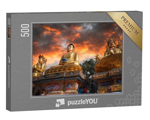 puzzleYOU: Puzzle 500 Teile „Swayambhunath: goldene Buddha-Statue in Kathmandu, Nepal“ – aus der Puzzle-Kollektion Nepal von puzzleYOU