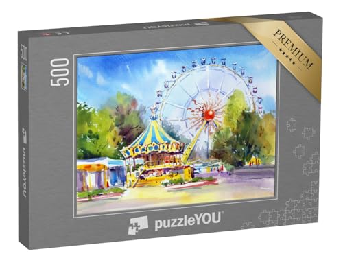 puzzleYOU: Puzzle 500 Teile „Vergnügungspark, Karussell, Attraktion, Riesenrad, Skizze“ – aus der Puzzle-Kollektion Kunst & Fantasy puzzleYOU: Puzzle 500 Teile „Vergnügungspark, Karussell, Attraktion, Riesenrad, Skizze“ – aus der Puzzle-Kollektion Kunst & Fantasy von puzzleYOU