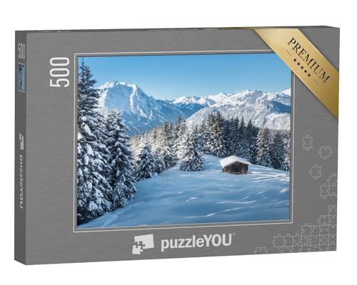 puzzleYOU: Puzzle 500 Teile „Winterlandschaft im Zillertal, Österreich“ – aus der Puzzle-Kollektion Zillertal von puzzleYOU