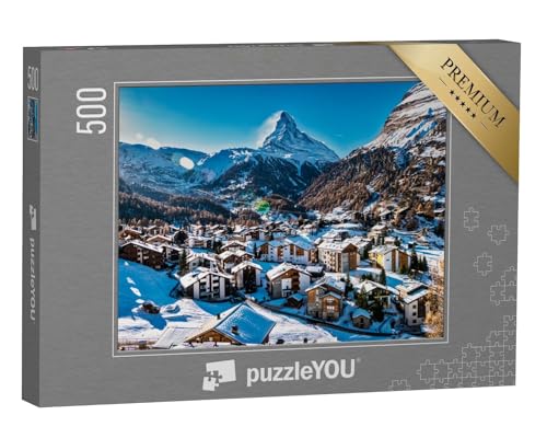 puzzleYOU: Puzzle 500 Teile „Zermatt und Matterhorn, Schweiz“ – aus der Puzzle-Kollektion Europa, Regionen, Berge & Täler von puzzleYOU