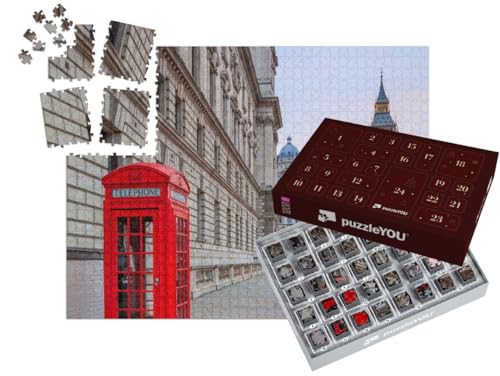 puzzleYOU: Puzzle-Adventskalender | „Abendliche Londoner Skyline mit Big Ben und Houses of Parliament“ – aus der Puzzle-Kollektion Europa, England von puzzleYOU