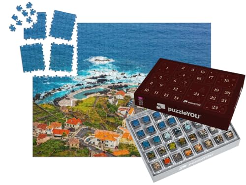 puzzleYOU: Puzzle-Adventskalender | „Blick auf das Dorf Porto Moniz, Madeira, Portugal“ – aus der Puzzle-Kollektion Portugal von puzzleYOU