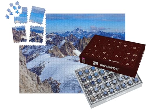 puzzleYOU: Puzzle-Adventskalender | „Blick vom Titlis in den Schweizer Alpen im Winter, Obwalden, Bern“ – aus der Puzzle-Kollektion Schweiz von puzzleYOU