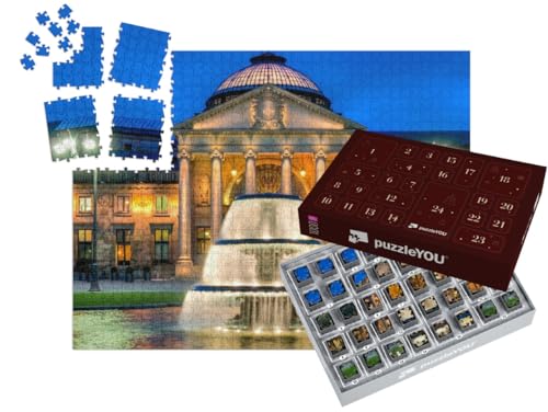 puzzleYOU: Puzzle-Adventskalender | „Das Casino von Wiesbaden am späten Abend“ – aus der Puzzle-Kollektion Hessen, Wiesbaden, Regionale Puzzles Deutschland von puzzleYOU