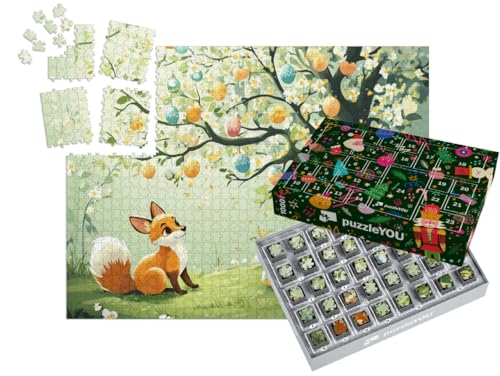 puzzleYOU: Puzzle-Adventskalender | „Der kleine Fuchs am Osterbaum“ – aus der Puzzle-Kollektion Kinderpuzzle von puzzleYOU