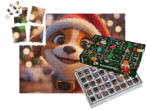 puzzleYOU: Puzzle-Adventskalender | „Der kleine Hundewelpe mit Weihnachtsmütze“ – aus der Puzzle-Kollektion Kinderpuzzle puzzleYOU: Puzzle-Adventskalender | „Der kleine Hundewelpe mit Weihnachtsmütze“ – aus der Puzzle-Kollektion Kinderpuzzle von puzzleYOU