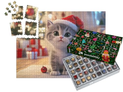 puzzleYOU: Puzzle-Adventskalender | „Die kleine Katze mit Weihnachtsmütze“ – aus der Puzzle-Kollektion Kinderpuzzle puzzleYOU: Puzzle-Adventskalender | „Die kleine Katze mit Weihnachtsmütze“ – aus der Puzzle-Kollektion Kinderpuzzle von puzzleYOU