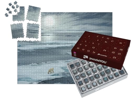 puzzleYOU: Puzzle-Adventskalender | „Eisbärin mit Jungtier auf Einer Eisscholle, Norwegen“ – aus der Puzzle-Kollektion Arktis, Polarmeer von puzzleYOU