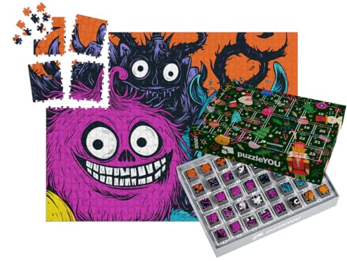 puzzleYOU: Puzzle-Adventskalender | „Süßes oder Saures? Die Halloween-Monster vor der Tür.“ – aus der Puzzle-Kollektion Kinderpuzzle puzzleYOU: Puzzle-Adventskalender | „Süßes oder Saures? Die Halloween-Monster vor der Tür.“ – aus der Puzzle-Kollektion Kinderpuzzle von puzzleYOU