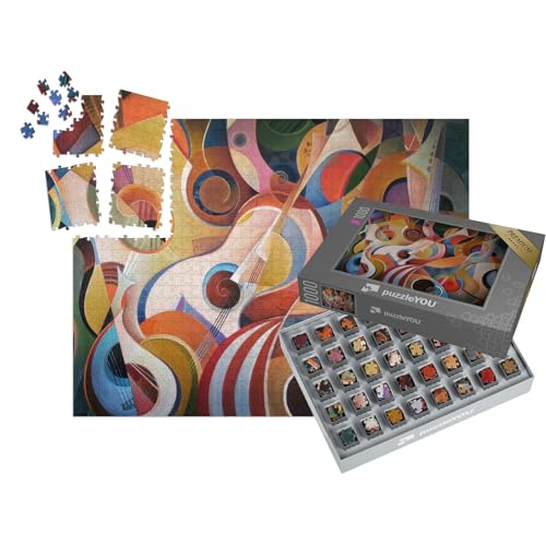 puzzleYOU: SMART Sorted® | Puzzle 1000 Teile leicht gemacht „Abstrakte Malerei mit Musik-Thema“ – aus der Puzzle-Kollektion Abstrakt von puzzleYOU