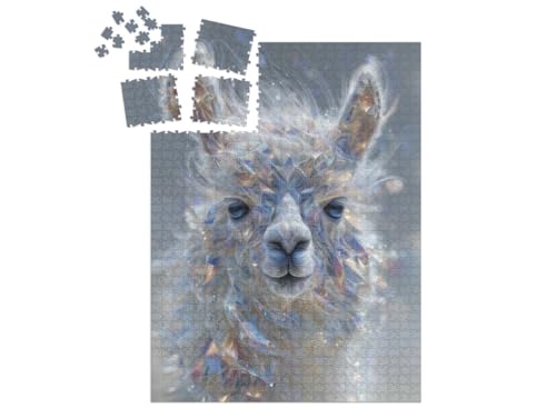 puzzleYOU: SMART Sorted® | Puzzle 1000 Teile leicht gemacht „Alpaka Blick“ – aus der Puzzle-Kollektion Lamas, Alpakas, Exotische Tiere & Trend-Tiere von puzzleYOU