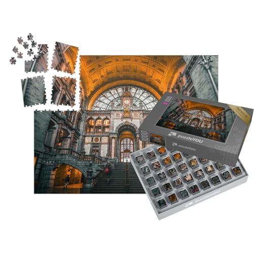puzzleYOU: SMART Sorted® | Puzzle 1000 Teile leicht gemacht „Antwerpener Bahnhof Belgien“ von puzzleYOU