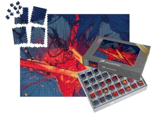 puzzleYOU: SMART Sorted® | Puzzle 1000 Teile leicht gemacht „Blutrote Wildheit“ – aus der Puzzle-Kollektion Anime von puzzleYOU