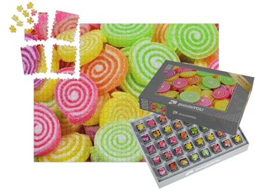 puzzleYOU: SMART Sorted® | Puzzle 1000 Teile leicht gemacht „Bunte Fruchtgummi als Schnecken“ von puzzleYOU