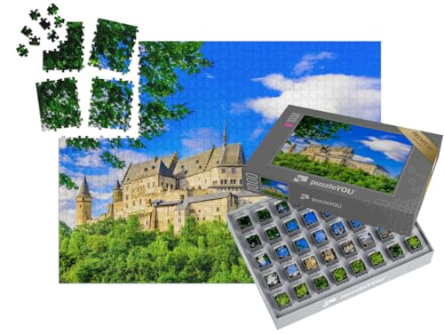 puzzleYOU: SMART Sorted® | Puzzle 1000 Teile leicht gemacht „Burg Vianden und Stadt Vianden, Luxemburg“ – aus der Puzzle-Kollektion Luxemburg von puzzleYOU