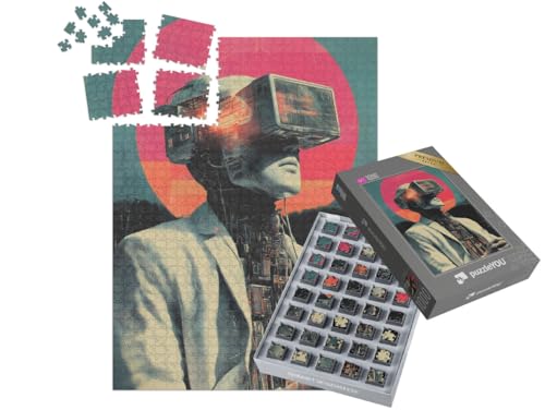puzzleYOU: SMART Sorted® | Puzzle 1000 Teile leicht gemacht „Businessman mit Virtual-Reality-Brille“ – aus der Puzzle-Kollektion Nostalgie von puzzleYOU
