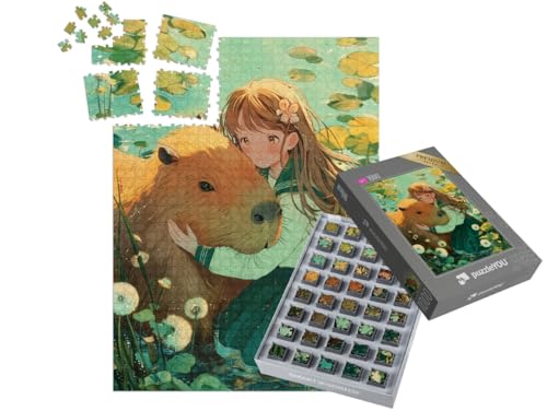 puzzleYOU: SMART Sorted® | Puzzle 1000 Teile leicht gemacht „Capybara Freundschaft“ – aus der Puzzle-Kollektion Exotische Tiere & Trend-Tiere von puzzleYOU