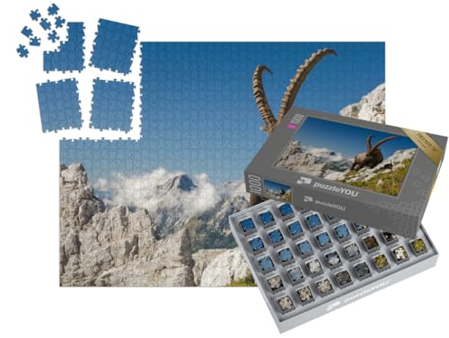 puzzleYOU: SMART Sorted® | Puzzle 1000 Teile leicht gemacht „Der König der Berge, Steinbock, Capra Ibex, in Sloweniens Alpen“ – aus der Puzzle-Kollektion Steinbock von puzzleYOU