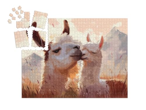 puzzleYOU: SMART Sorted® | Puzzle 1000 Teile leicht gemacht „EIN Lama und ihre Cria“ – aus der Puzzle-Kollektion Lamas, Alpakas, Exotische Tiere & Trend-Tiere von puzzleYOU