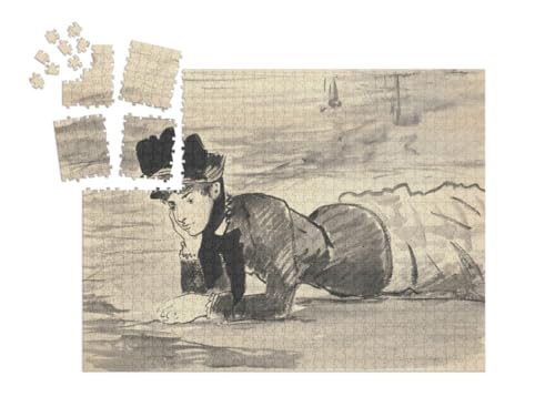 puzzleYOU: SMART Sorted® | Puzzle 1000 Teile leicht gemacht „Edouard Manet - Frau am Strand liegend. Annabel Lee.“ von puzzleYOU