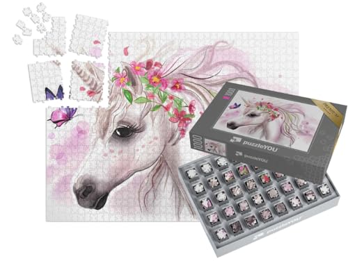puzzleYOU: SMART Sorted® | Puzzle 1000 Teile leicht gemacht „Einhorn für Mädchen und Kinderzimmer“ – aus der Puzzle-Kollektion Einhorn, Einhörner, Tiere aus Fantasy & Urzeit von puzzleYOU