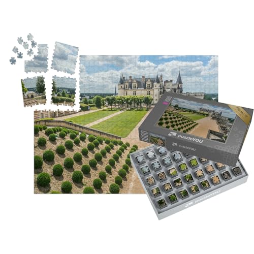 puzzleYOU: SMART Sorted® | Puzzle 1000 Teile leicht gemacht „Erstaunlicher Garten in der Nähe von Chateau d'Amboise (Ende 15 Jahrhundert); UNESCO-W“ von puzzleYOU