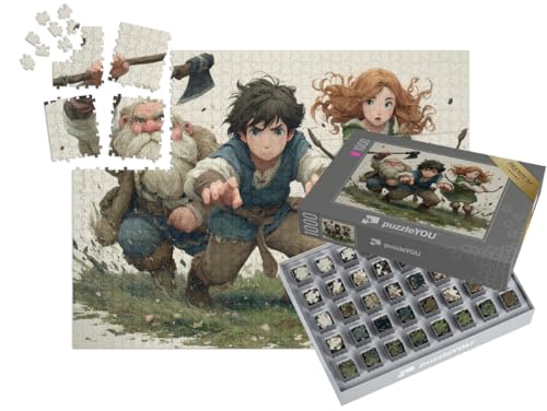 puzzleYOU: SMART Sorted® | Puzzle 1000 Teile leicht gemacht „Familie zieht in den Kampf“ – aus der Puzzle-Kollektion Anime von puzzleYOU