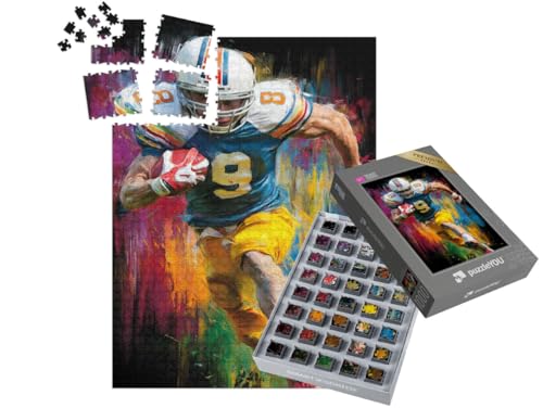puzzleYOU: SMART Sorted® | Puzzle 1000 Teile leicht gemacht „Football Spieler im Angriff“ – aus der Puzzle-Kollektion Sport von puzzleYOU
