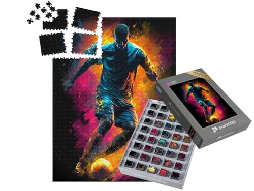 puzzleYOU: SMART Sorted® | Puzzle 1000 Teile leicht gemacht „Fußball: Dribbling im Lichtspiel“ – aus der Puzzle-Kollektion Sport von puzzleYOU
