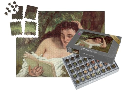 puzzleYOU: SMART Sorted® | Puzzle 1000 Teile leicht gemacht „Gustave Courbet - Eine Junge Frau liest“ von puzzleYOU
