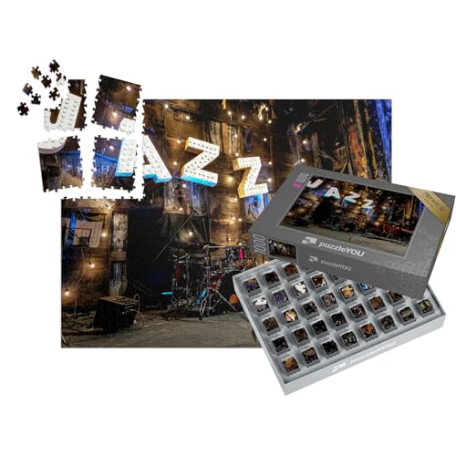 puzzleYOU: SMART Sorted® | Puzzle 1000 Teile leicht gemacht „Jazz Bühne, bereit für den Auftritt der Band“ – aus der Puzzle-Kollektion Musik, Menschen von puzzleYOU