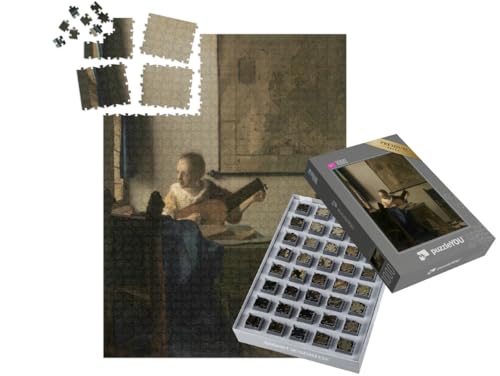 puzzleYOU: SMART Sorted® | Puzzle 1000 Teile leicht gemacht „Johannes Vermeer - Frau mit Einer Laute“ von puzzleYOU