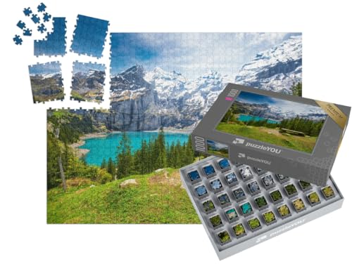 puzzleYOU: SMART Sorted® | Puzzle 1000 Teile leicht gemacht „Kandersteg, Berner Oberland, Schweiz“ – aus der Puzzle-Kollektion Berge, Alpen, Schweiz von puzzleYOU