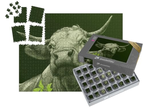 puzzleYOU: SMART Sorted® | Puzzle 1000 Teile leicht gemacht „Kuh“ von puzzleYOU