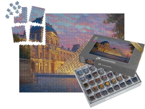 puzzleYOU: SMART Sorted® | Puzzle 1000 Teile leicht gemacht „Luvre in Paris am Abend“ – aus der Puzzle-Kollektion Paris von puzzleYOU