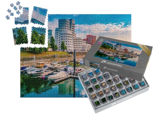 puzzleYOU: SMART Sorted® | Puzzle 1000 Teile leicht gemacht „Medienhafen am Rheinufer in Düsseldorf“ – aus der Puzzle-Kollektion Deutschland von puzzleYOU