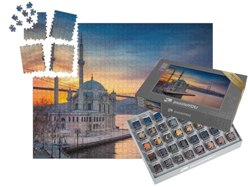 puzzleYOU: SMART Sorted® | Puzzle 1000 Teile leicht gemacht „Moschee mit Brücke über den Bosporus, Istanbul, Türkei“ – aus der Puzzle-Kollektion Brücken, Aus Aller Welt, Brücken & Brunnen von puzzleYOU