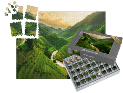 puzzleYOU: SMART Sorted® | Puzzle 1000 Teile leicht gemacht „Mu Cang Chai, Reisfeld-Terrassen in der Nähe von Sapa, Nordvietnam“ – aus der Puzzle-Kollektion Vietnam von puzzleYOU