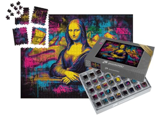 puzzleYOU: SMART Sorted® | Puzzle 1000 Teile leicht gemacht „Neon-Mona Lisa“ – aus der Puzzle-Kollektion Kunst & Fantasy von puzzleYOU