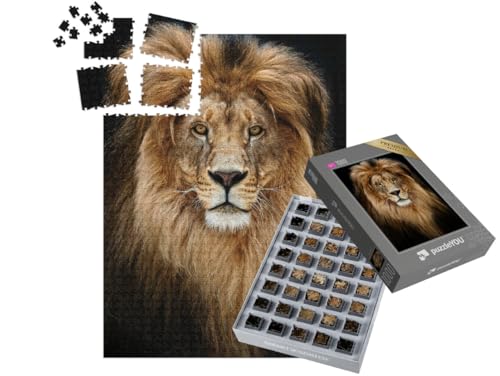 puzzleYOU: SMART Sorted® | Puzzle 1000 Teile leicht gemacht „Porträt eines beeindruckenden Löwen“ – aus der Puzzle-Kollektion Löwen, Tiere in Savanne & Wüste von puzzleYOU