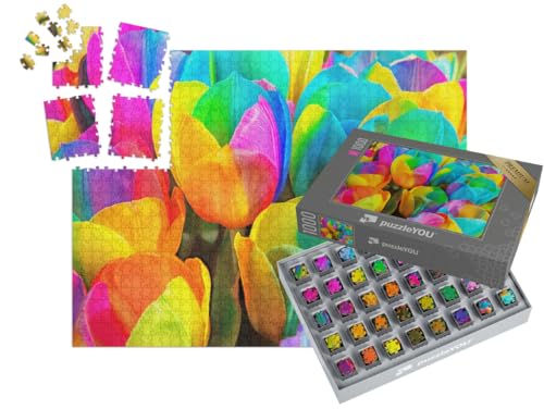 puzzleYOU: SMART Sorted® | Puzzle 1000 Teile leicht gemacht „Regenbogentulpen“ – aus der Puzzle-Kollektion Flora, Blumen, Pflanzen, Blumen & Pflanzen von puzzleYOU